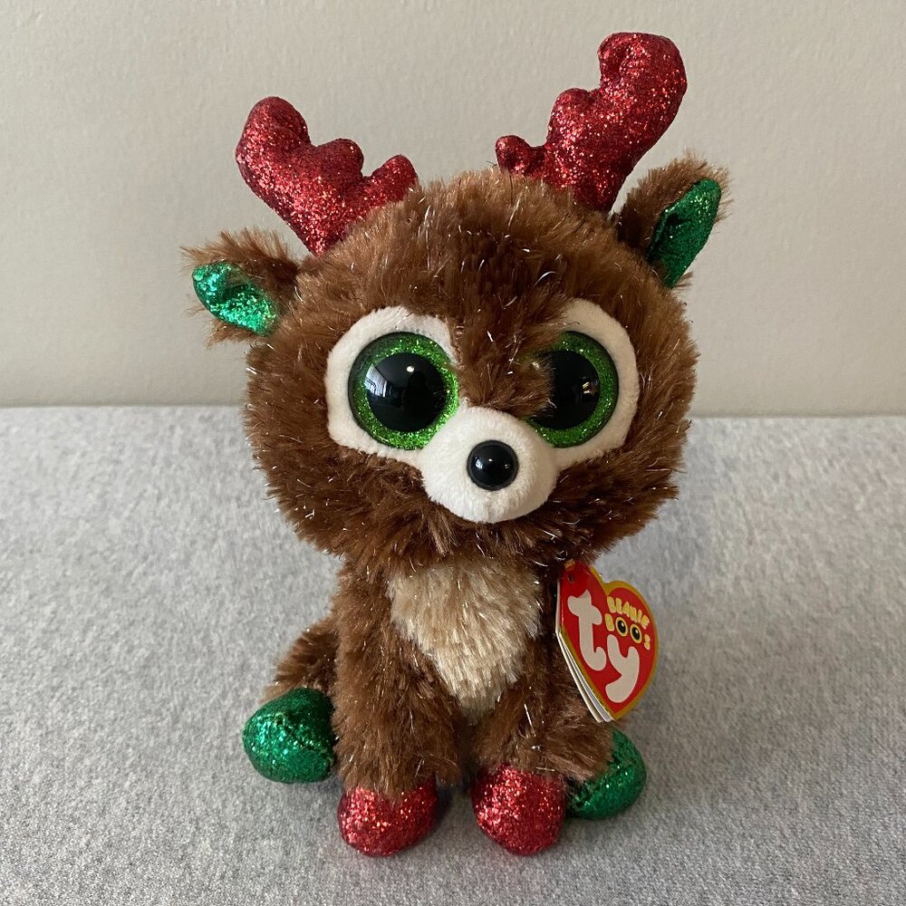 NWD Ty Beanie Boos Fudge the Christmas Holiday Reindeer 6" 2019